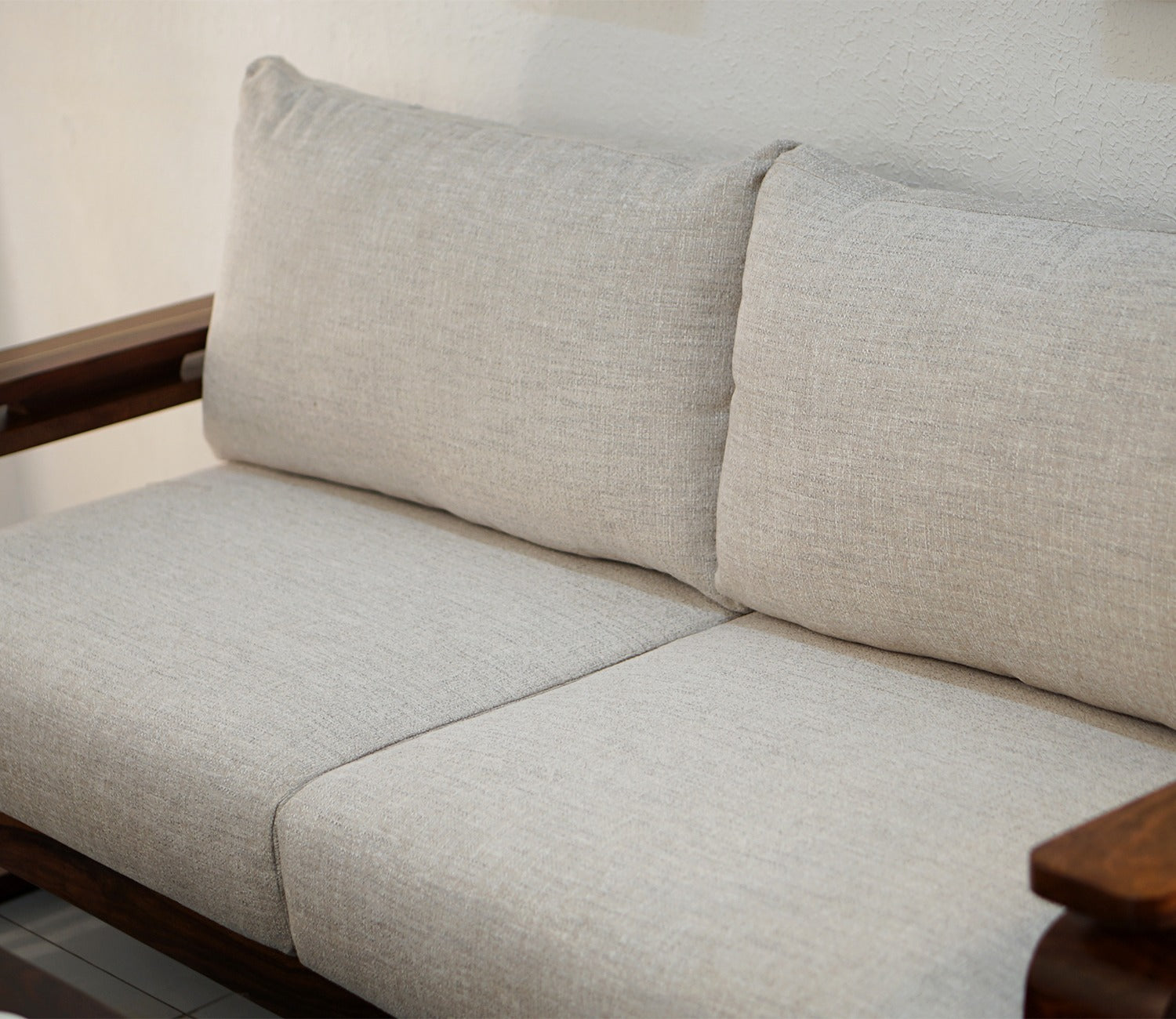 Vedic 3+1+1 Sheesham Wood Sofa Set With Cane and Brass Detailing (Honey Finish, Jade Ivory)