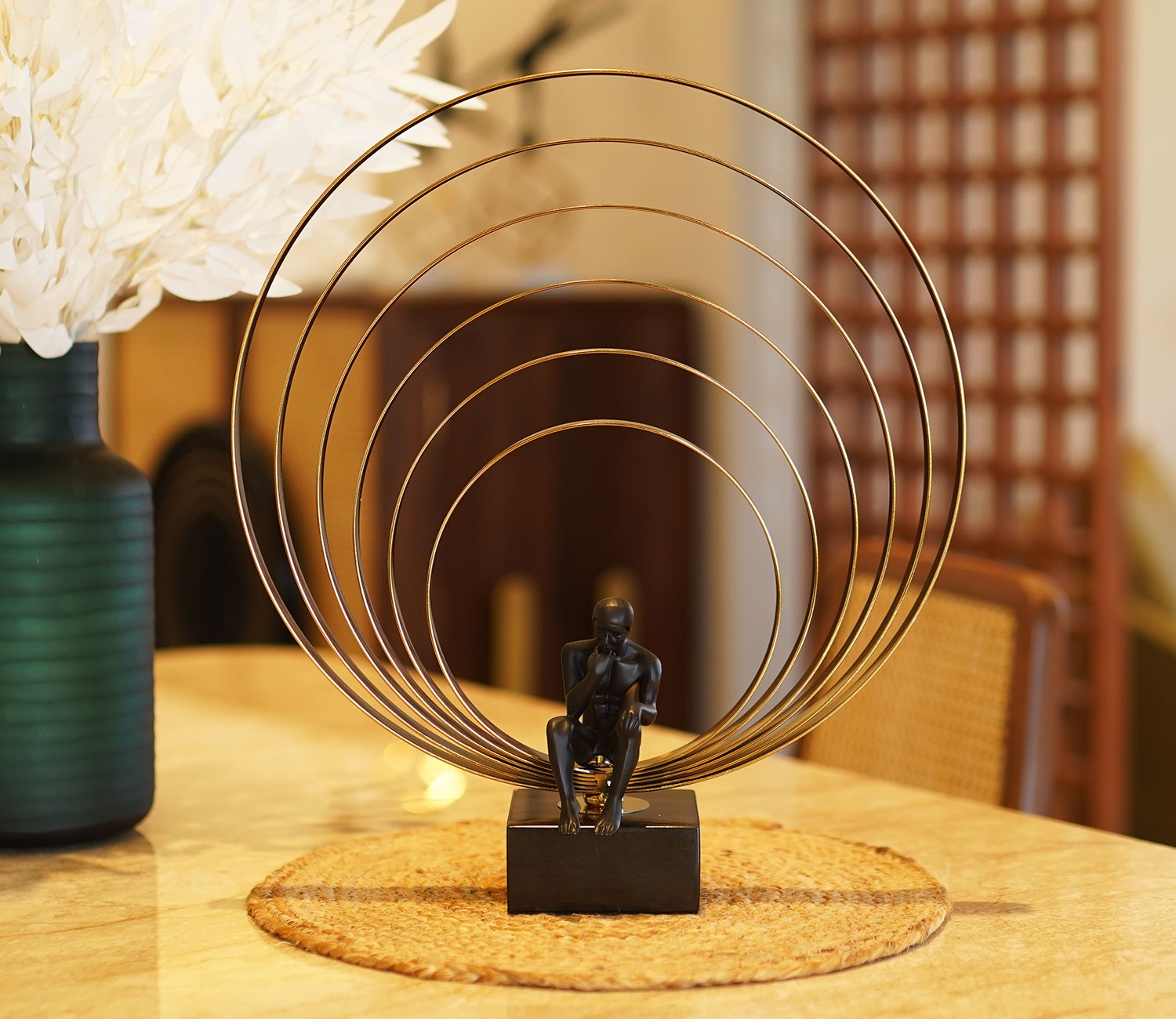 Golory Black Human Table Showpiece