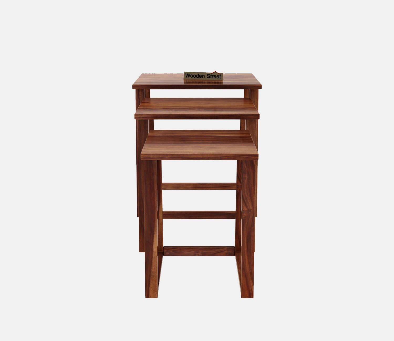 Inaya Sheesham Wood Nest of Tables (Honey Finish, Set of 3)