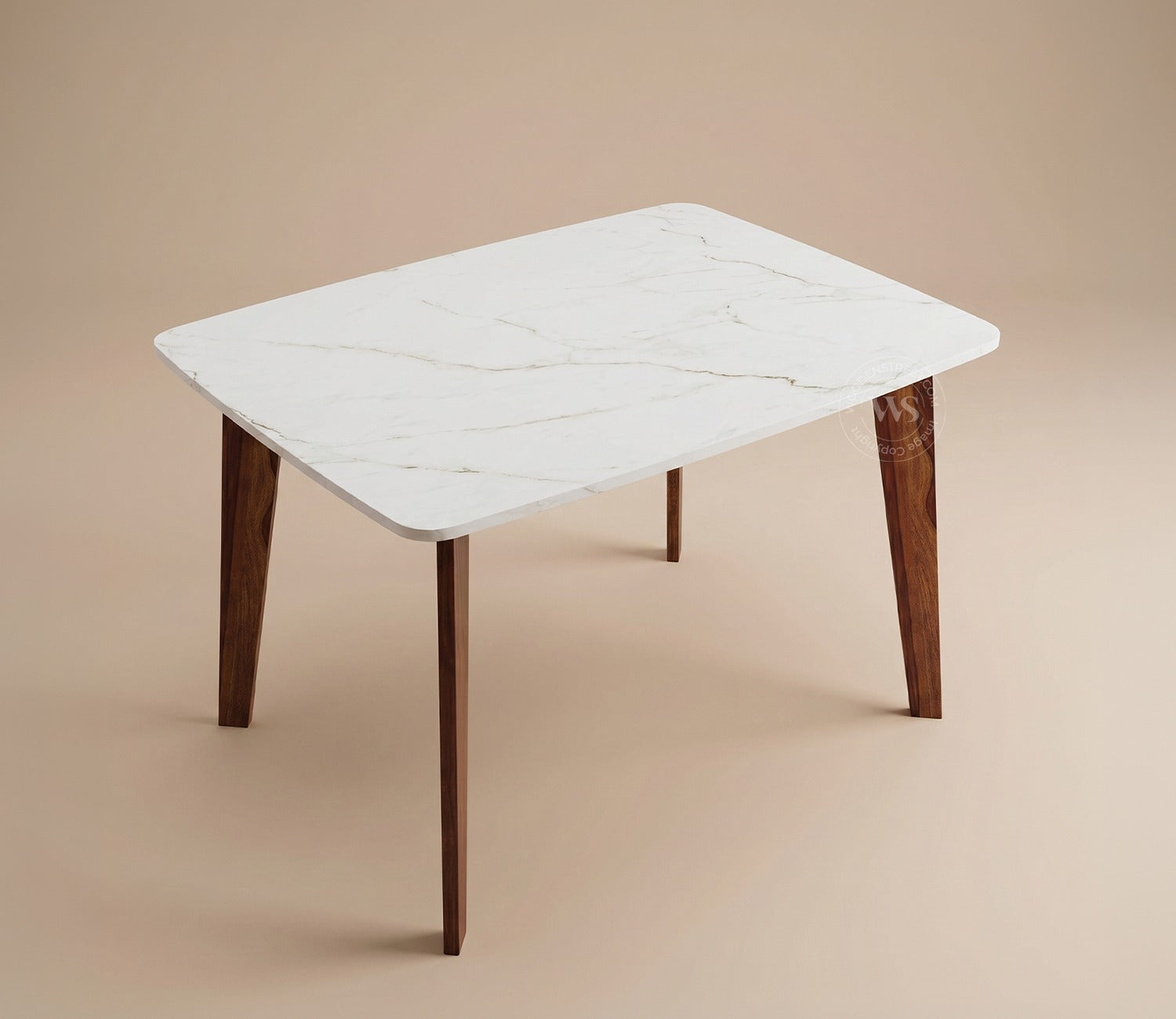 Valence 4 Seater Sheesham Wood Dining Table with Quartz Top (Teak Finish)