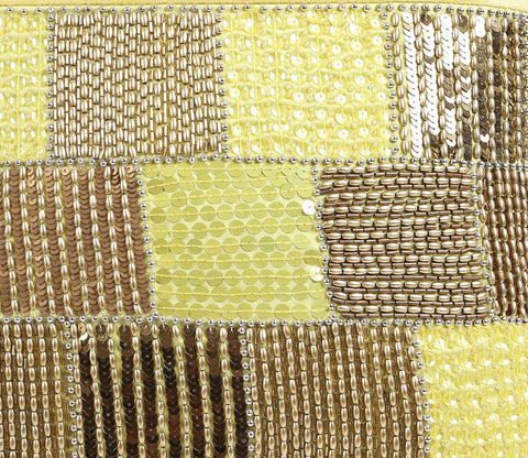 Velvet Beaded Cushion Covers - Set of 2 (Yellow, 18 x 18 inch)