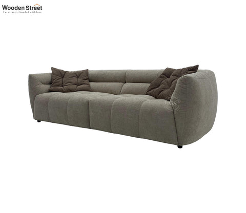 Skava Modern Bubble Tufted Fabric 3 Seater Sofa (Light Beige)
