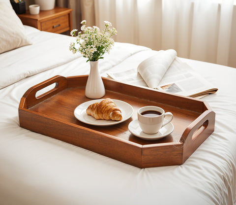 Cosmos Mango Wood Handcrafted Octagonal Serving Tray - (Set of 2)
