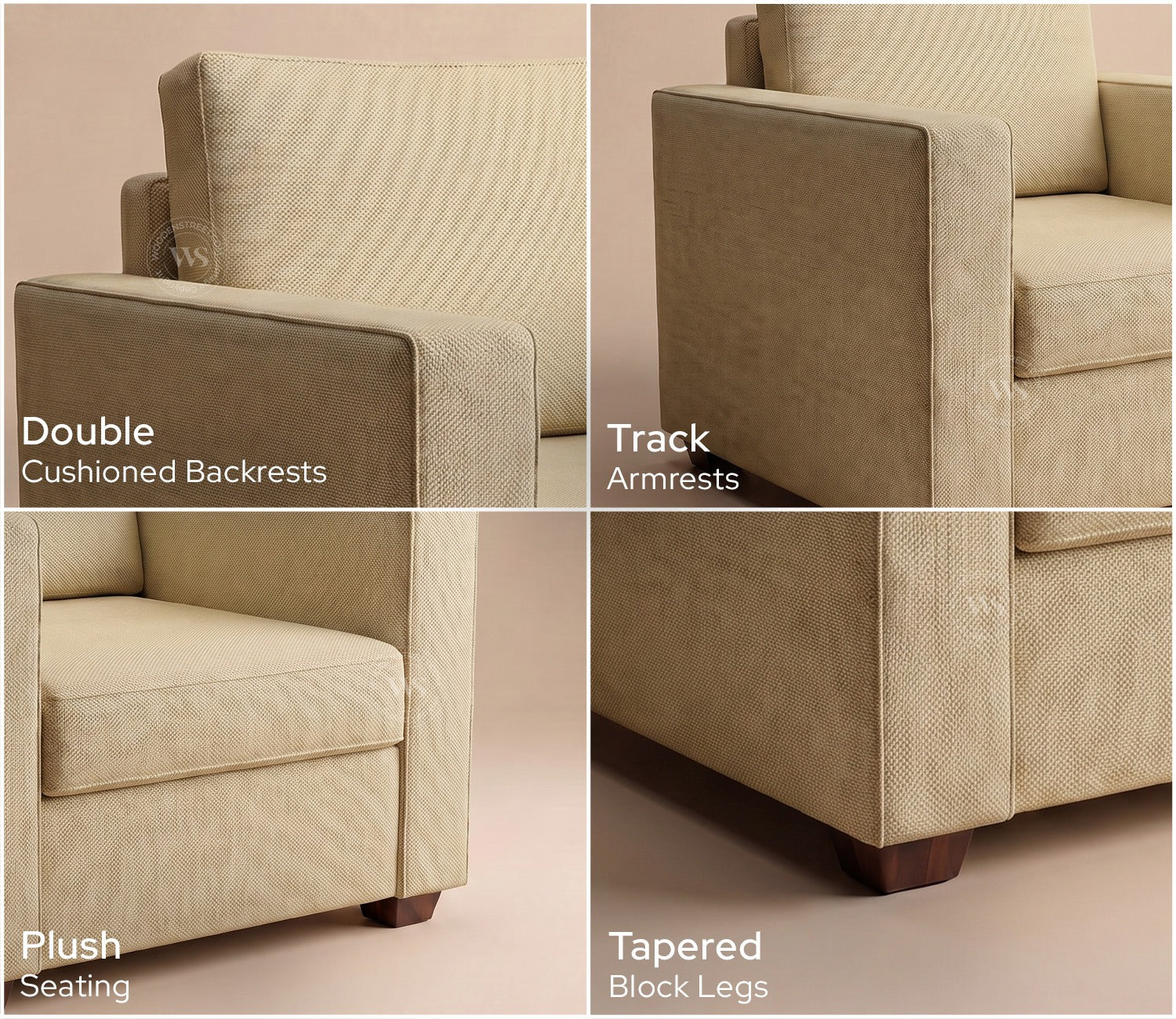 Albus One Seater Fabric Sofa (Cotton, Irish Cream)