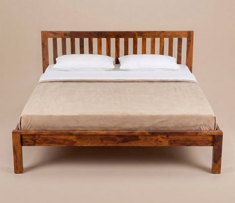 Venice Wooden King Size Bed Without Storage (Honey Finish)