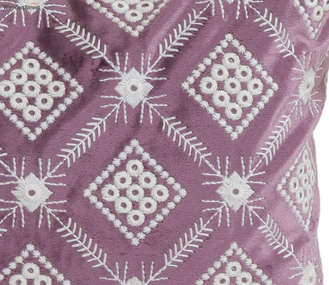Super Soft Ethnic Design Set of 2 Embroidered Cushion Cover (Purple, 20 x 12 inches)