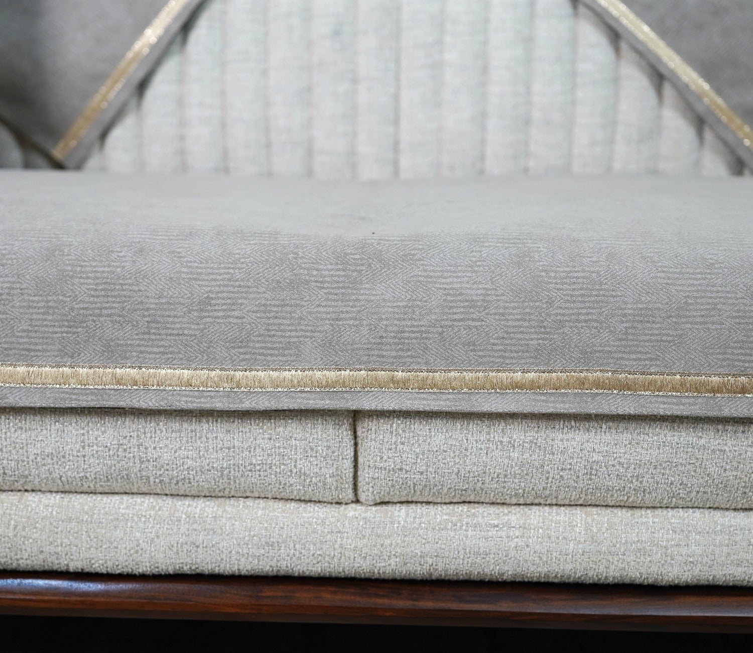 Princeton 3 Seater Premium Sofa Cover with Shimmer Lace - Set of 9 (Latte Beige)