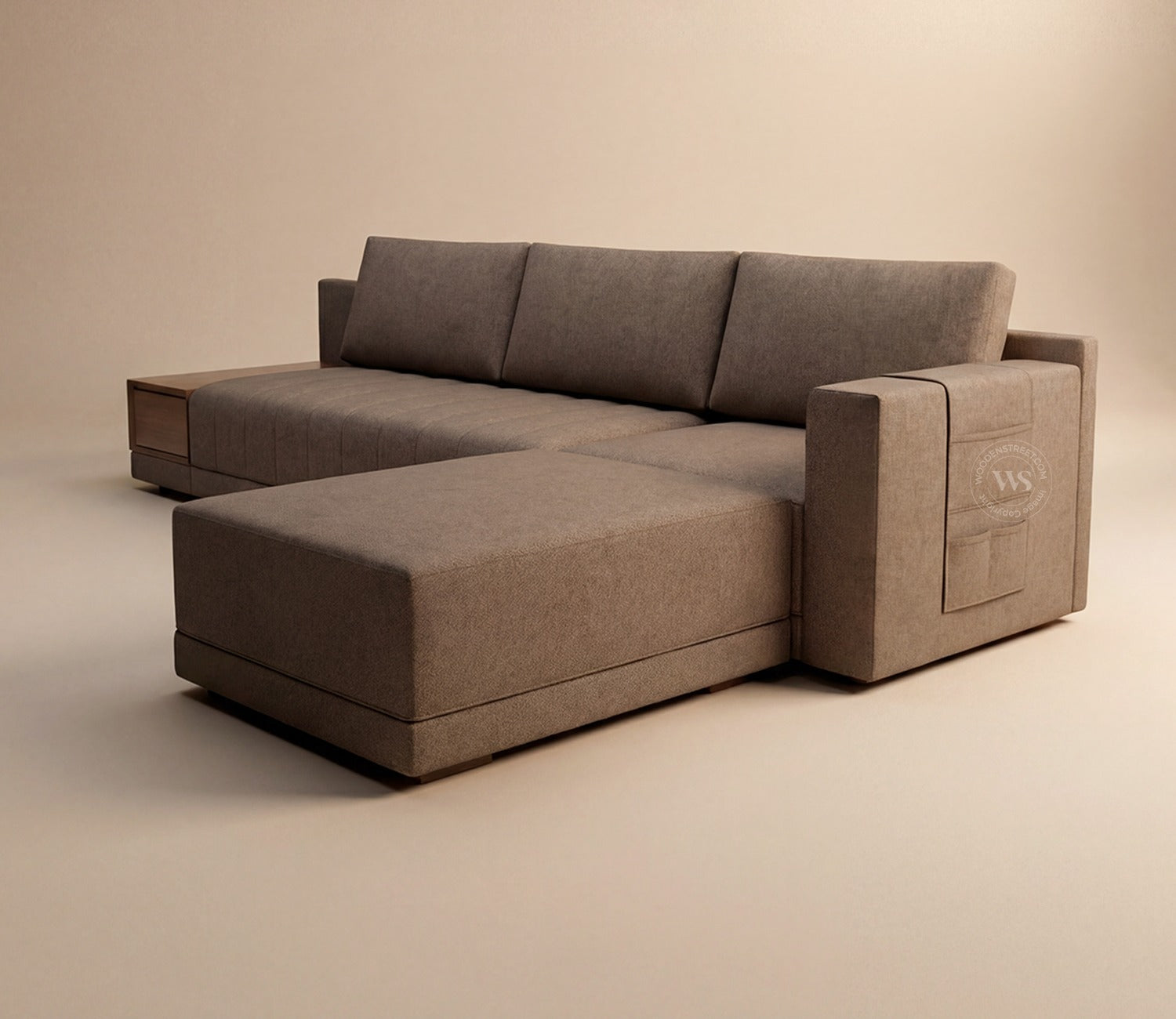 Oasis L-Shape Right Aligned Sectional Sofa (Sand Brown)