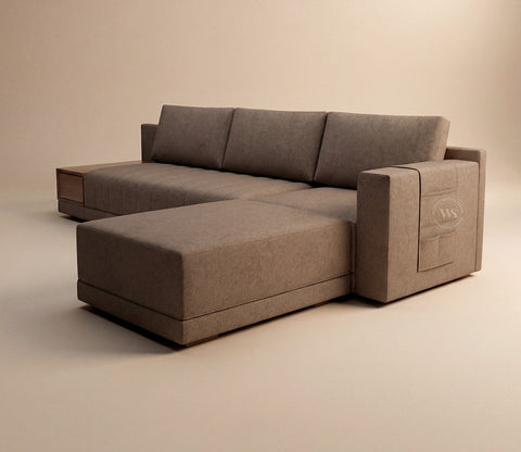 Oasis L-Shape Right Aligned Sectional Sofa (Sand Brown)