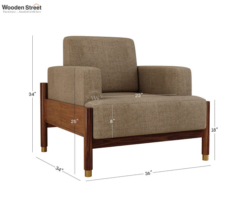 Kairav Modern 3+1+1 Wooden Sofa Set with Premium Upholstery (Pebble Beige)