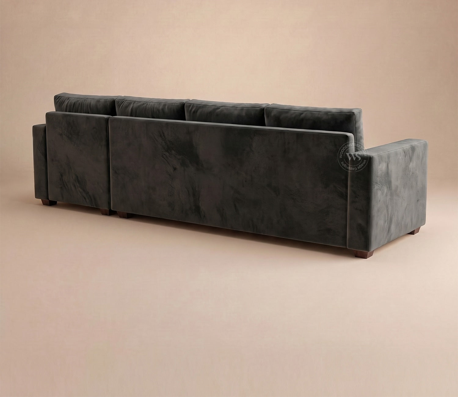 Albus L-Shape 5 Seater Right Aligned Sofa (Velvet, Graphite Grey)