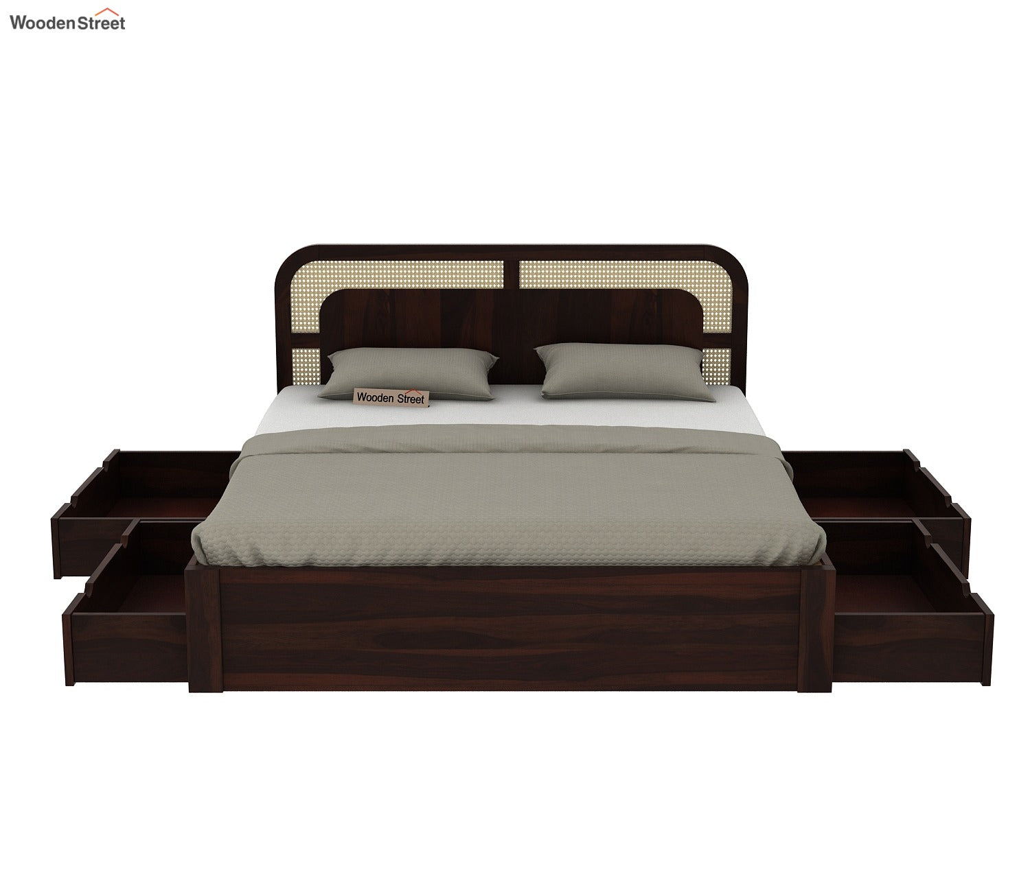 Emalyn Bed With Storage (Queen Size, Walnut Finish)
