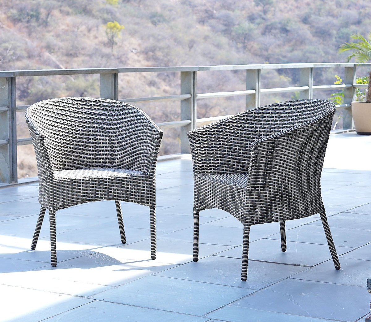 Vatican Wicker Outdoor Garden Chairs -Set of 2 (Golden White)