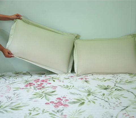 Botany Flat Cotton Bed Sheet King Size with 2 Pillow Covers (Blue)