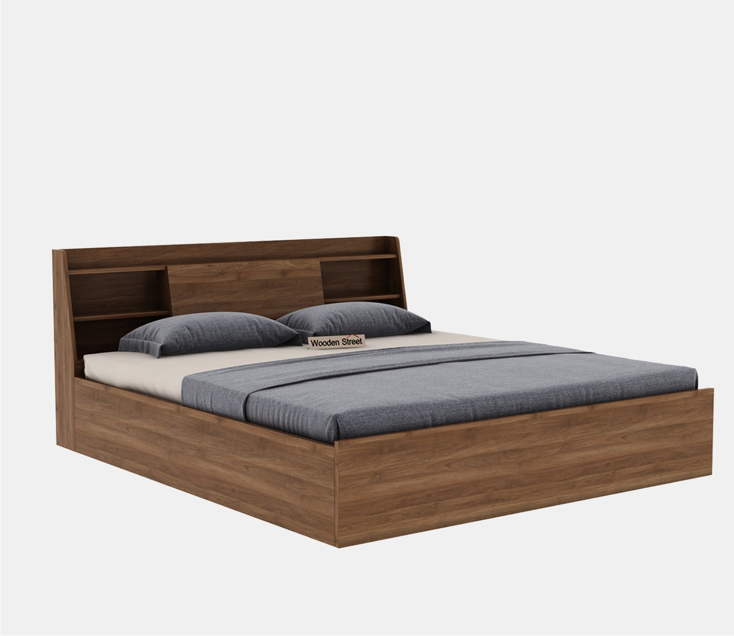 Celestia Engineered Wood Bed with Box Storage (King Size, Columbian Walnut Finish)