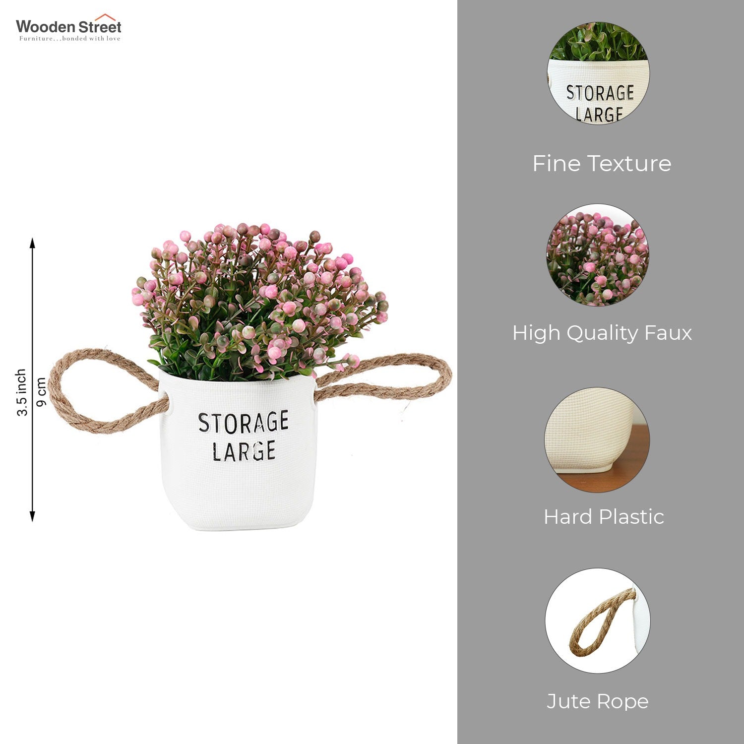 Wonder Artificial Flower With Plastic Pot (Pink)