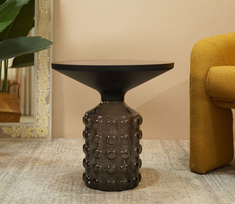 Suzzie Glass Round Coffee and Centre Table (Black)