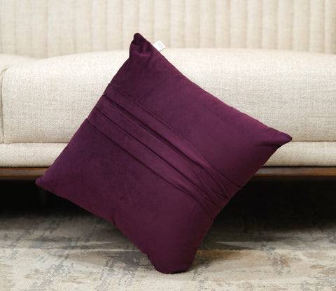 Caro Velvet Pleated Cushion Cover - Pack of 1 (16 x 16 Inch, Mulberry Pink)