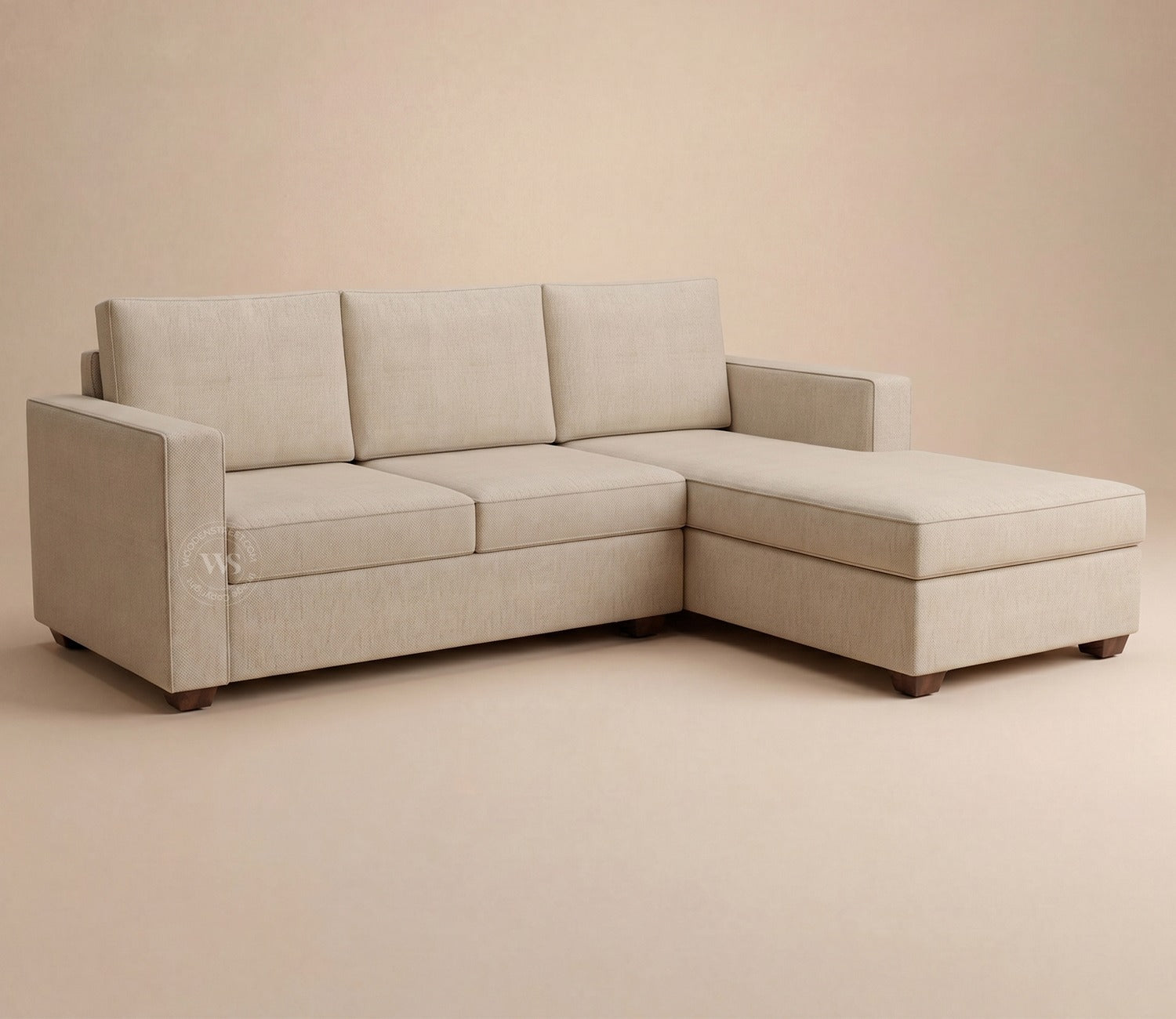 Albus L-Shape 4 Seater Sofa (Cotton, Jade Ivory)