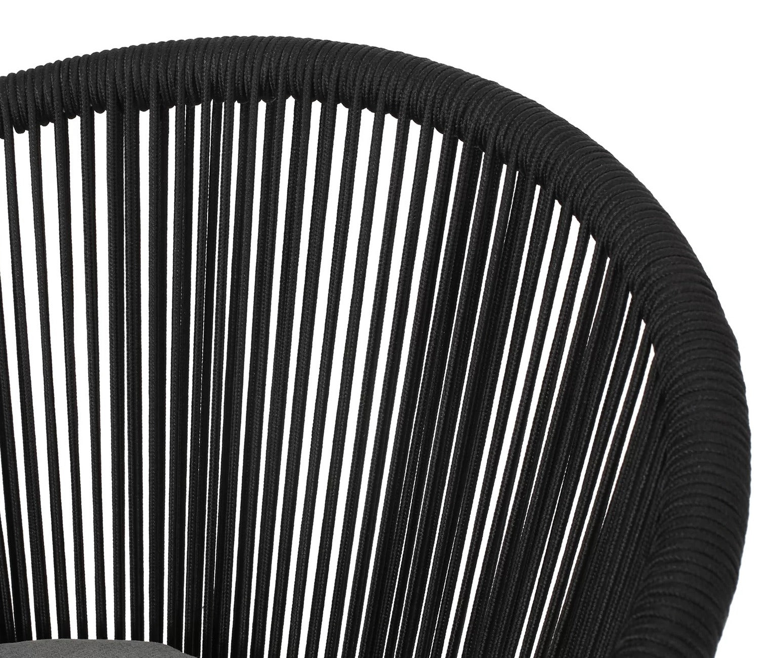 Black Rope 2 Seater Chair With Table And Grey Cushions Balcony Set