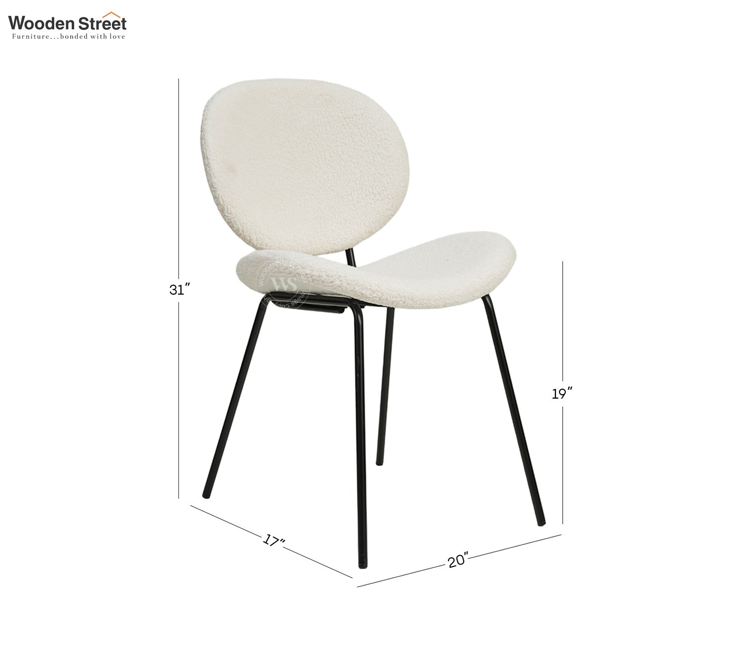 Clouda Modern Upholstered Chair in Boucle Fabric (White)