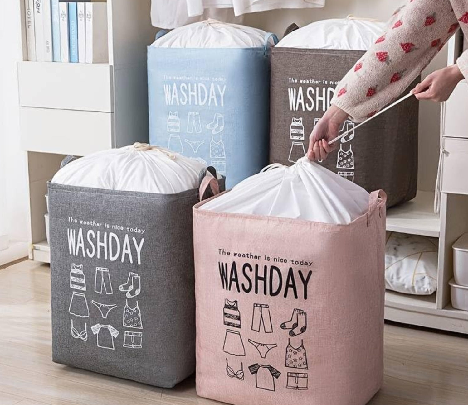 Washify Foldable Canvas Laundry Basket