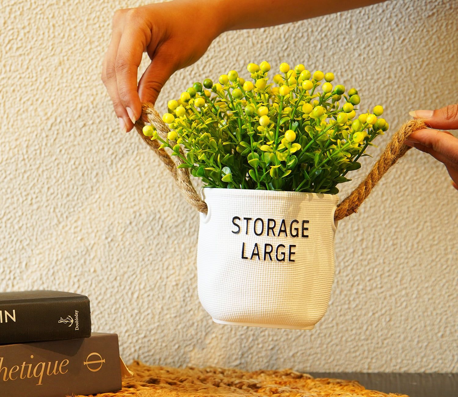 Wonder Artificial Flower With Plastic Pot (Yellow)