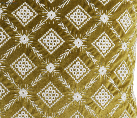 Super Soft Ethnic Design Set of 2 Embroidered Cushion Cover (Henna Green, 18 x 18 inches)
