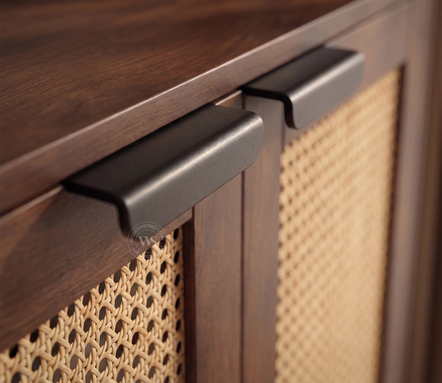 Vithiya Premium Solid Wood Shoe Rack With Cane Detailing (Mango Wood, Teak Finish)