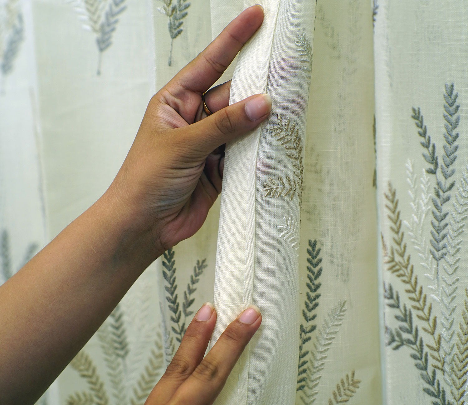 Pampa Sheer Door Curtains Set of 2 (Beige, 7 Feet)