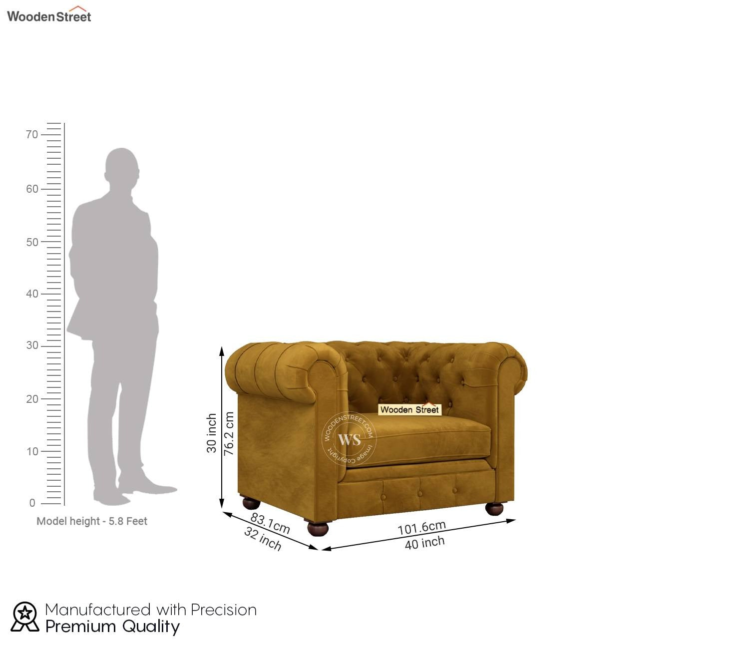 Henry 1 Seater Sofa (Velvet, Chestnut Brown)