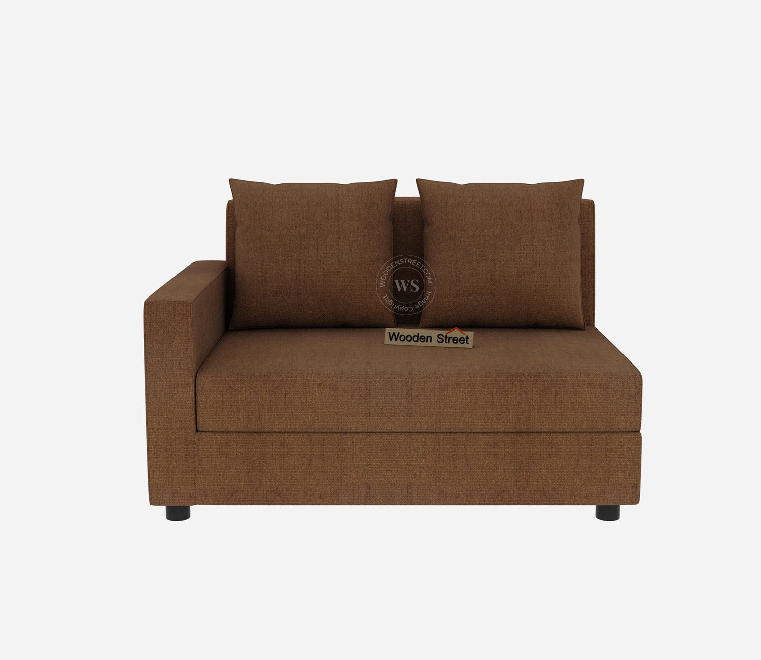 Sible 6 Seater Right Aligned Fabric  L Shape Sofa (Cotton, Mocha Brown)