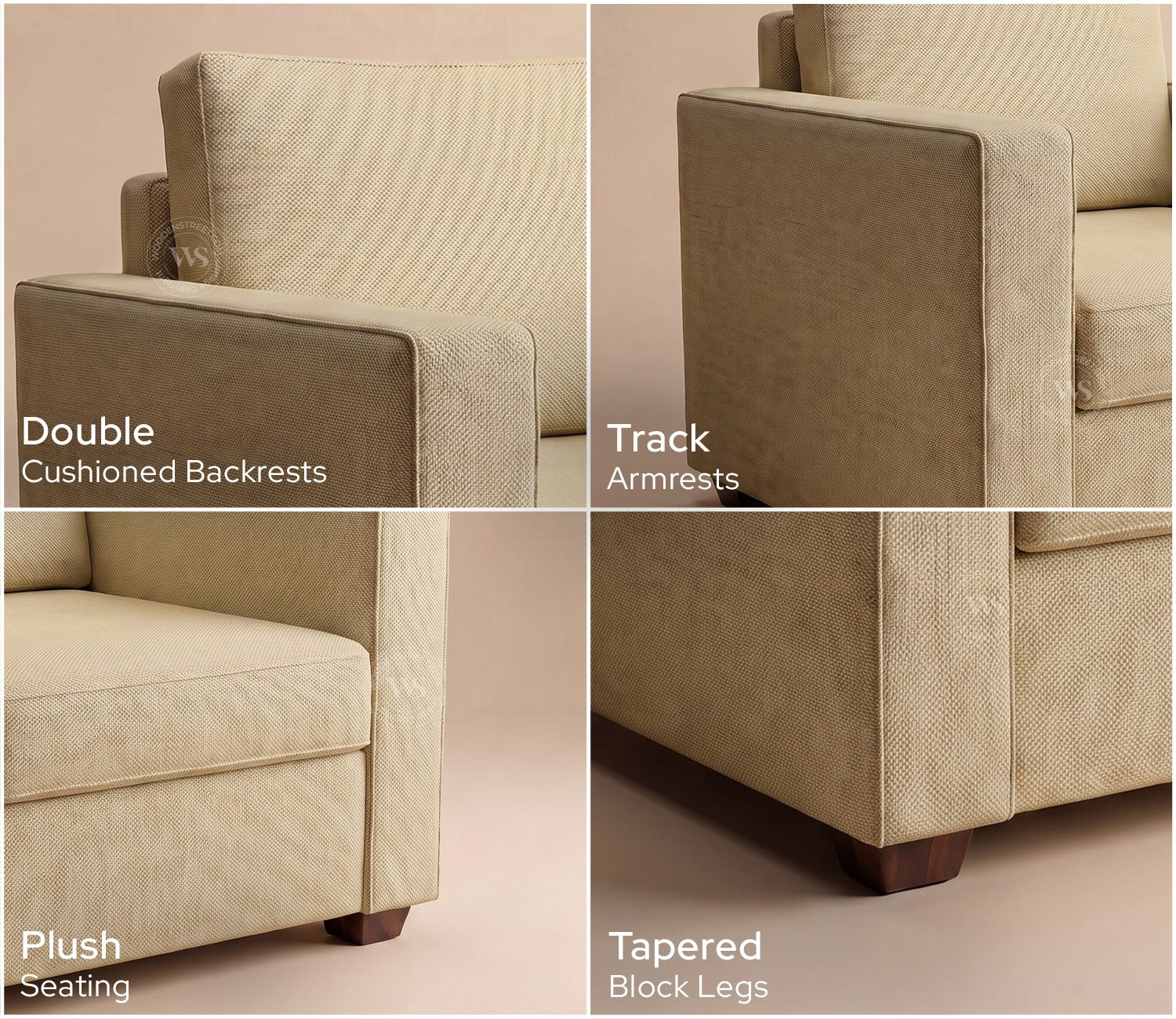 Albus 2 Seater Fabric Sofa (Cotton, Irish Cream)