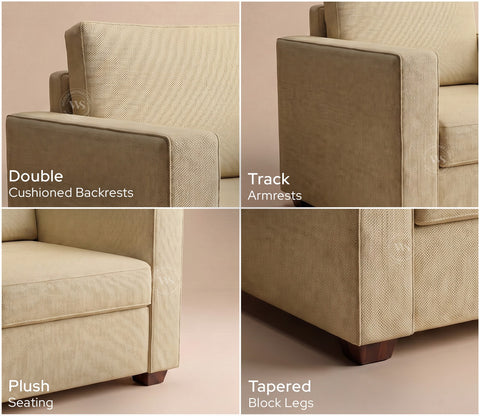 Albus 2 Seater Fabric Sofa (Cotton, Irish Cream)