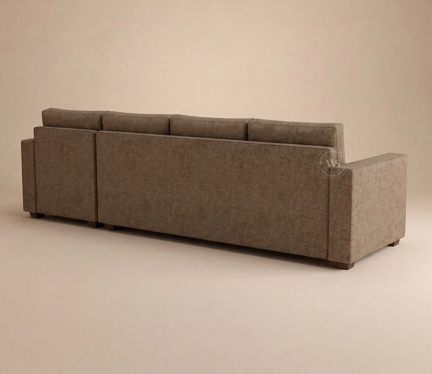 Albus L-Shape 5 Seater Right Aligned Sofa (Cotton, Sand Brown)