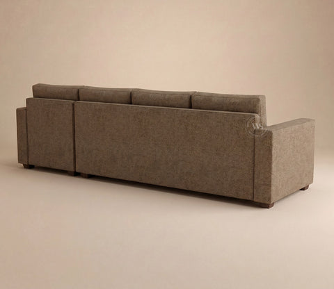 Albus L-Shape 5 Seater Right Aligned Sofa (Cotton, Sand Brown)