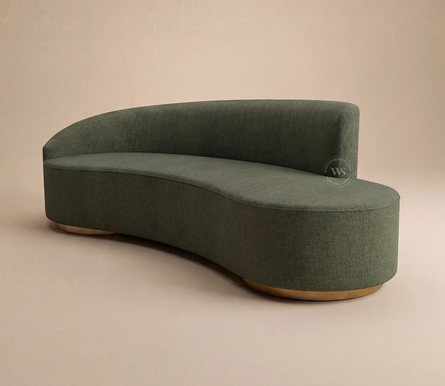 Osbert 3 Seater Curved Sofa (Cotton, Sage Green)