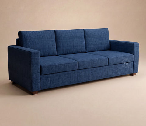 Albus 3 Seater Fabric Sofa (Cotton, Iris Blue)