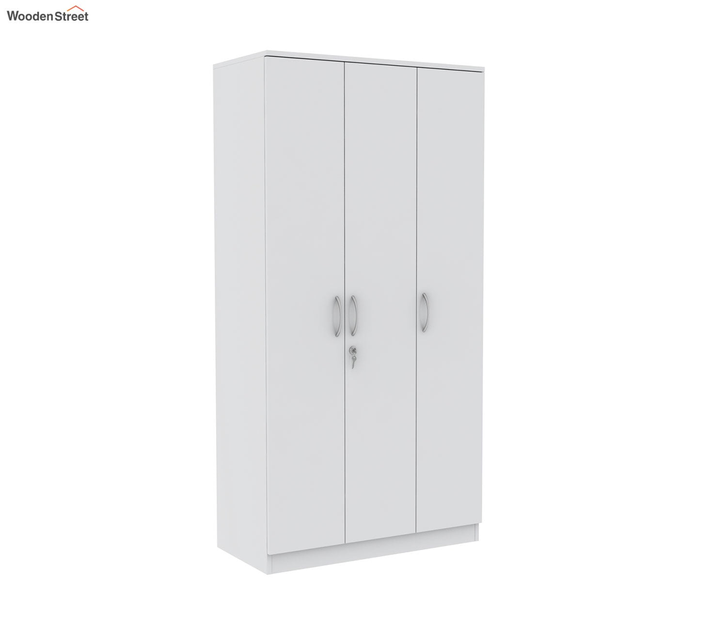 Kayden 3 Door Multi Utility Wardrobe With Lock (Frosty White Finish)