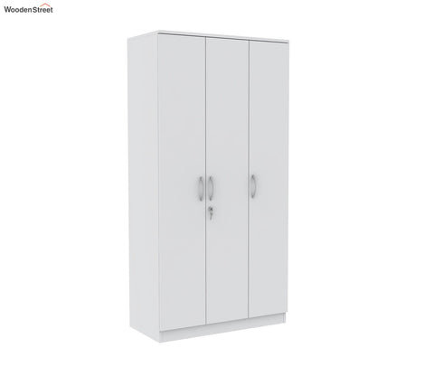 Kayden 3 Door Multi Utility Wardrobe With Lock (Frosty White Finish)