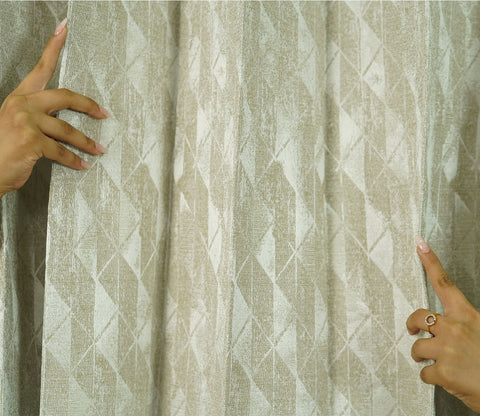 Diamond Cut 1 Piece Blackout Curtain (Beige, 7 Feet)