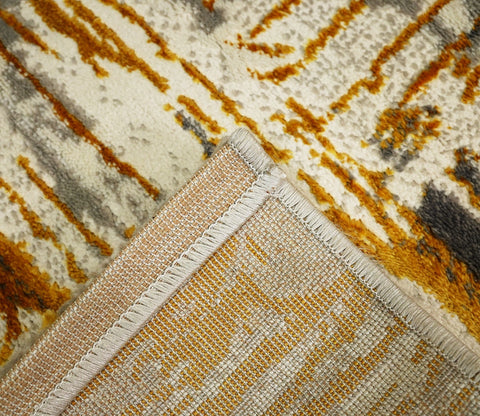 Malibu Beige Abstract Carpet (7.5 x 5 Feet)