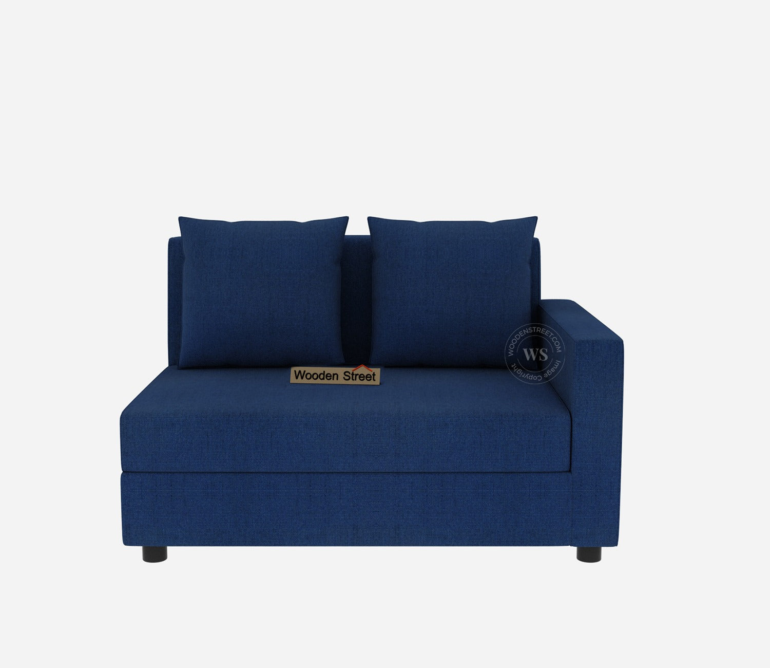 Sible L-Shape 6 Seater Left Aligned Fabric Sofa (Cotton, Azure Blue)