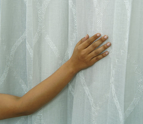 Twisted Sheer Door Curtains Set of 2 (Grey, 7 Feet)