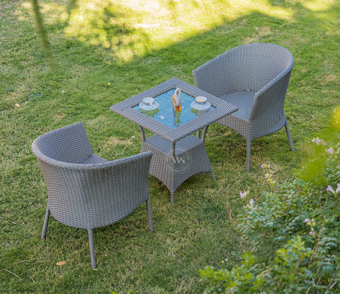 Vatican Wicker Outdoor Garden Chairs -Set of 2 (Golden White)