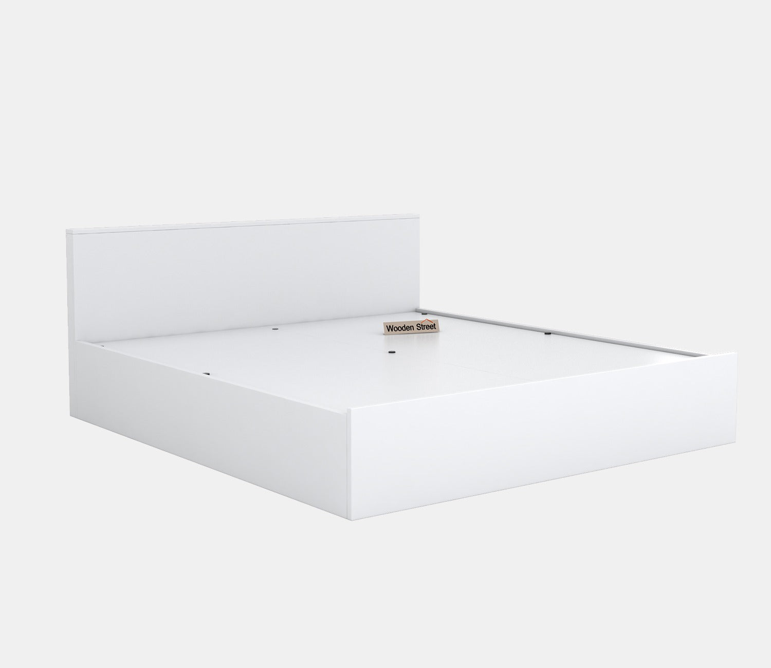 Clemency Bed With Hydraulic Storage (Queen Size, Frosty White Finish)