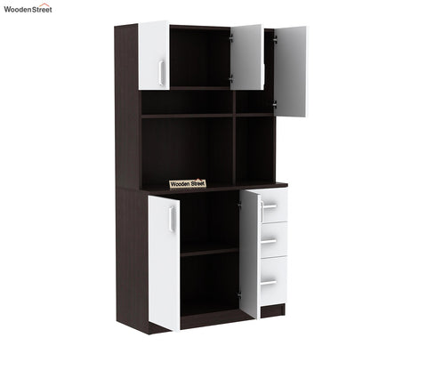 Piero Kitchen Cabinet (Flowery Wenge-Frosty White Finish)