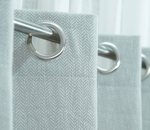 Herringbone Textured Door 1 Piece Light-Filtering Curtain (Grey, 7 Feet)