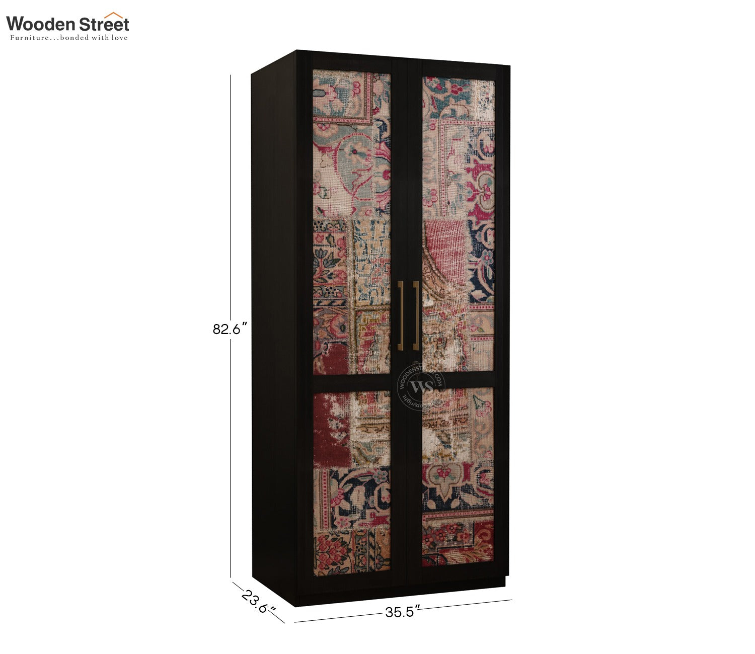 Tactica Engineered Wood Wardrobe with Textured MDF Accented Doors & Drawer Storage (Patchwork Multi)