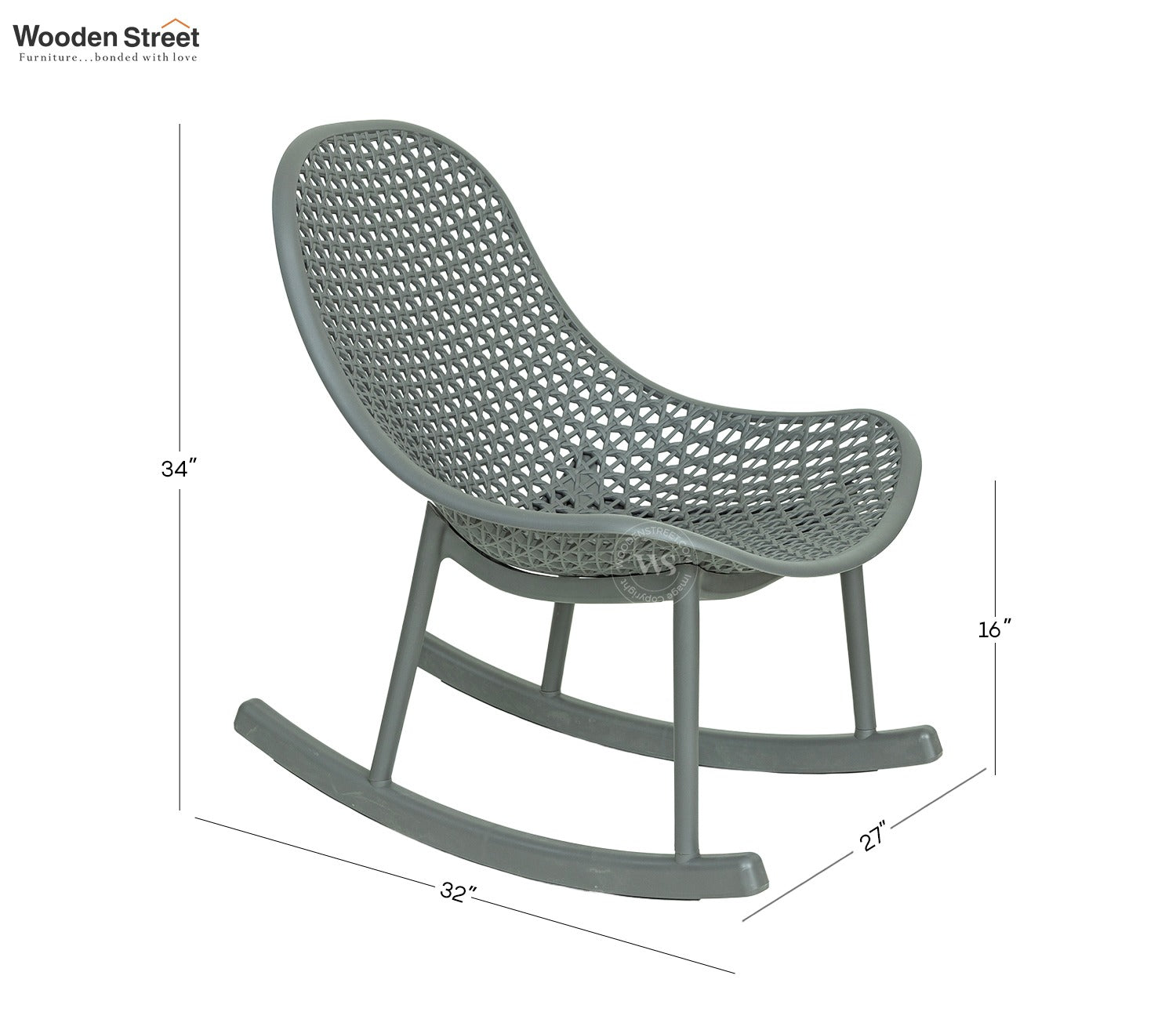 Blossie Designer Outdoor Reclining Chair – Durable & PP (Grey)